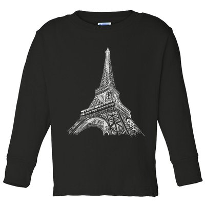 Hand Drawn Eiffel Tower Toddler Long Sleeve Shirt