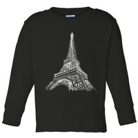 Hand Drawn Eiffel Tower Toddler Long Sleeve Shirt
