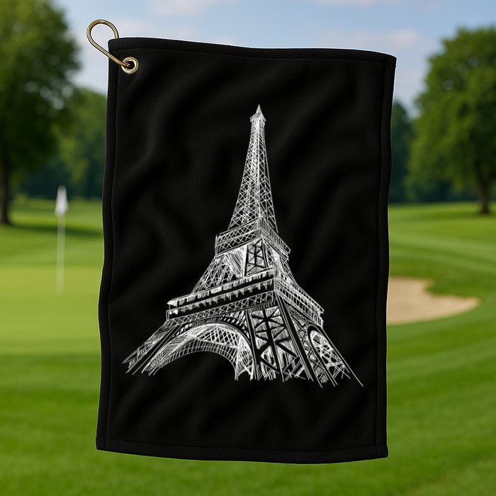 Hand Drawn Eiffel Tower Golf Towel