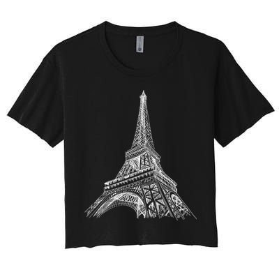 Hand Drawn Eiffel Tower Crop Top