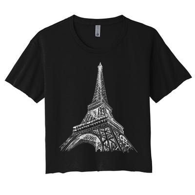 Hand Drawn Eiffel Tower Women's Crop Top Tee