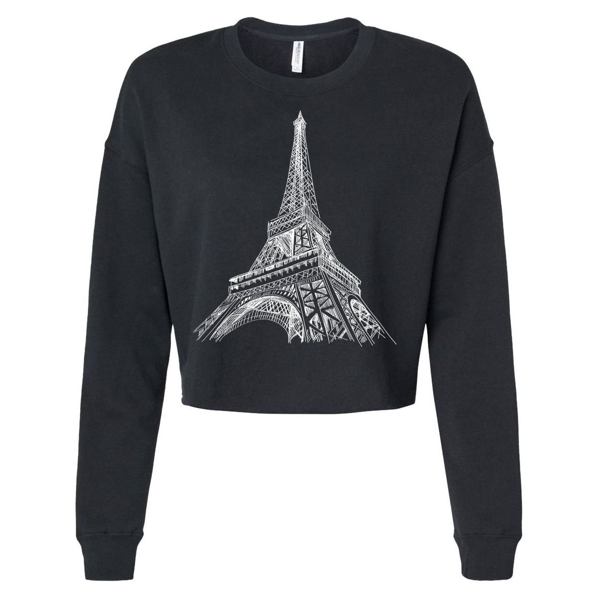 Hand Drawn Eiffel Tower Cropped Pullover Crew