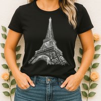 Hand Drawn Eiffel Tower Womens T-Shirt