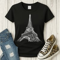 Hand Drawn Eiffel Tower Womens T-Shirt