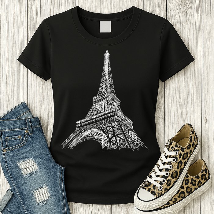 Hand Drawn Eiffel Tower Womens T-Shirt