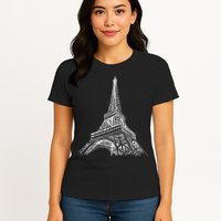 Hand Drawn Eiffel Tower Womens T-Shirt