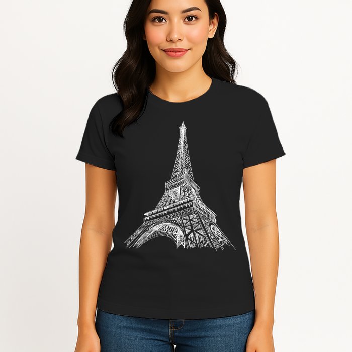 Hand Drawn Eiffel Tower Womens T-Shirt