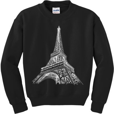 Hand Drawn Eiffel Tower Kids Sweatshirt