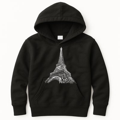 Hand Drawn Eiffel Tower Kids Hoodie