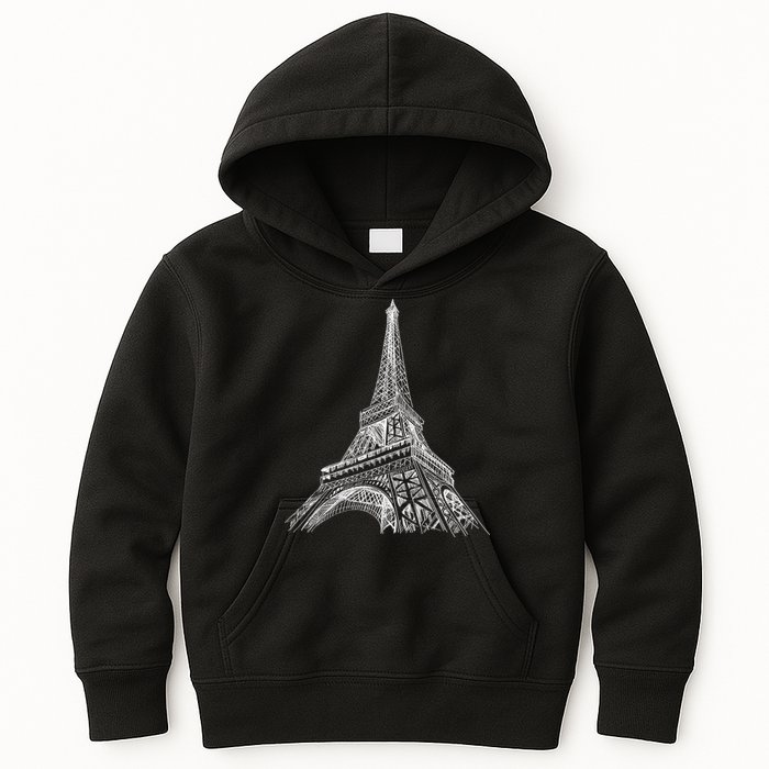 Hand Drawn Eiffel Tower Kids Hoodie