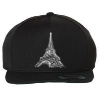 Hand Drawn Eiffel Tower Wool Snapback Cap