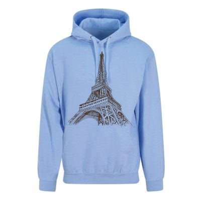 Hand Drawn Eiffel Tower Unisex Surf Hoodie