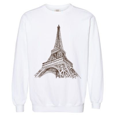 Hand Drawn Eiffel Tower Garment-Dyed Sweatshirt
