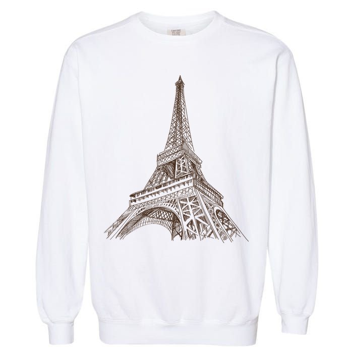 Hand Drawn Eiffel Tower Garment-Dyed Sweatshirt