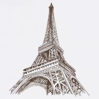 Hand Drawn Eiffel Tower Garment-Dyed Sweatshirt