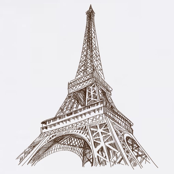 Hand Drawn Eiffel Tower Garment-Dyed Sweatshirt