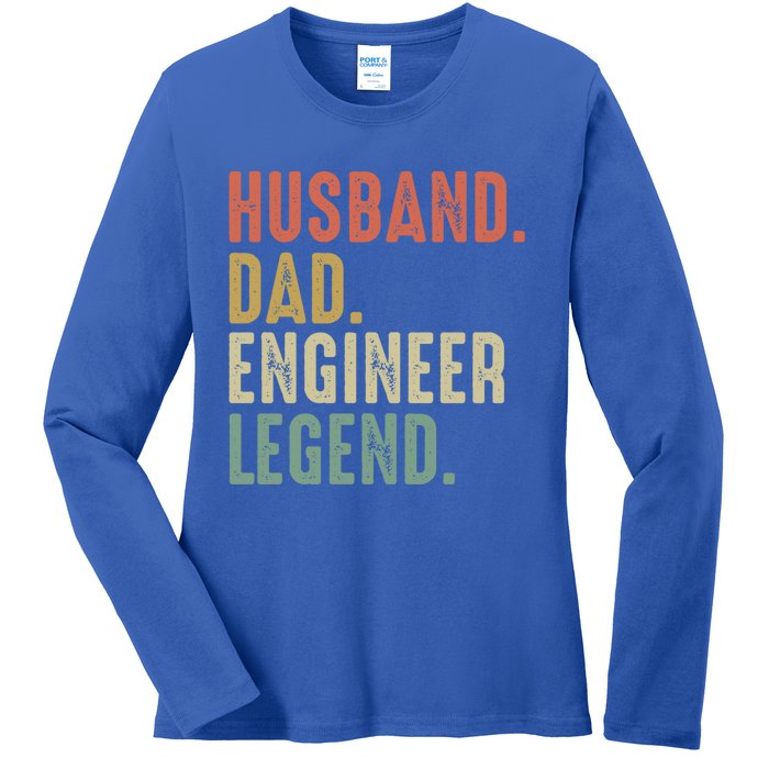 Husband Dad Engineer Legend Funny Vintage Engineer Dad Meaningful Gift Ladies Long Sleeve Shirt