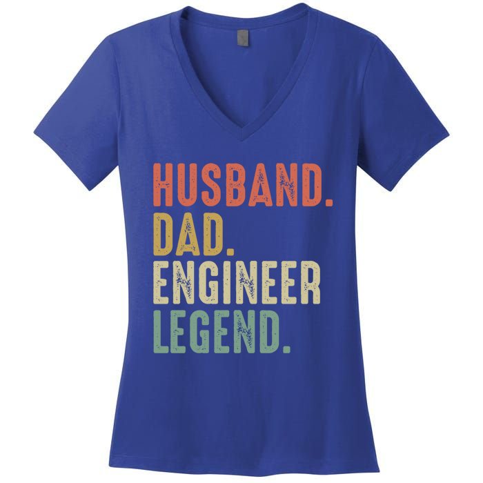 Husband Dad Engineer Legend Funny Vintage Engineer Dad Meaningful Gift Women's V-Neck T-Shirt