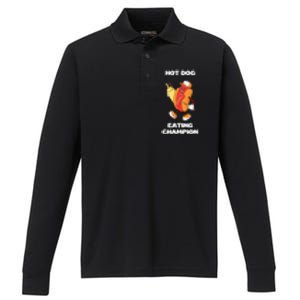 Hot Dog Eating Champion Performance Long Sleeve Polo