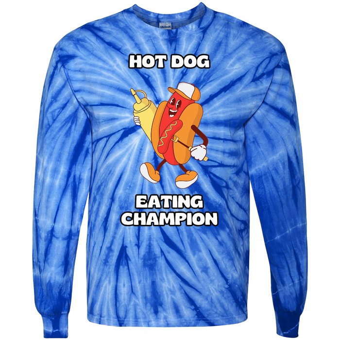 Hot Dog Eating Champion Tie-Dye Long Sleeve Shirt