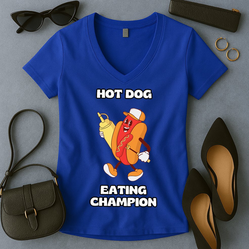 Hot Dog Eating Champion Women's V-Neck T-Shirt