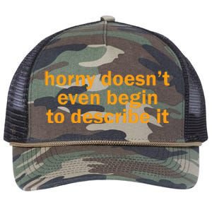 Horny Doesnt Even Begin To Describe It Retro Rope Trucker Hat Cap