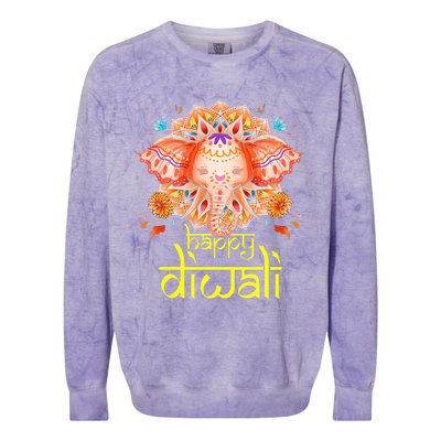 Happy Diwali Festival of Light Hindu Indian Elephant Baby Colorblast Crewneck Sweatshirt