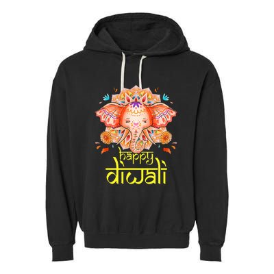 Happy Diwali Festival of Light Hindu Indian Elephant Baby Garment-Dyed Fleece Hoodie