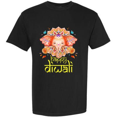 Happy Diwali Festival of Light Hindu Indian Elephant Baby Garment-Dyed Heavyweight T-Shirt