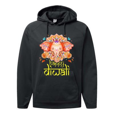 Happy Diwali Festival of Light Hindu Indian Elephant Baby Performance Fleece Hoodie