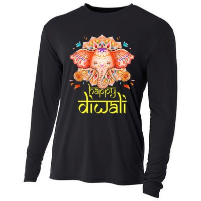 Happy Diwali Festival of Light Hindu Indian Elephant Baby Cooling Performance Long Sleeve Crew