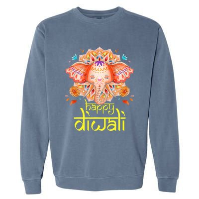 Happy Diwali Festival of Light Hindu Indian Elephant Baby Garment-Dyed Sweatshirt