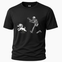 Halloween Dog Funny Skeleton Skeleton Chasing Dog Gift Cooling Performance Crew T-Shirt