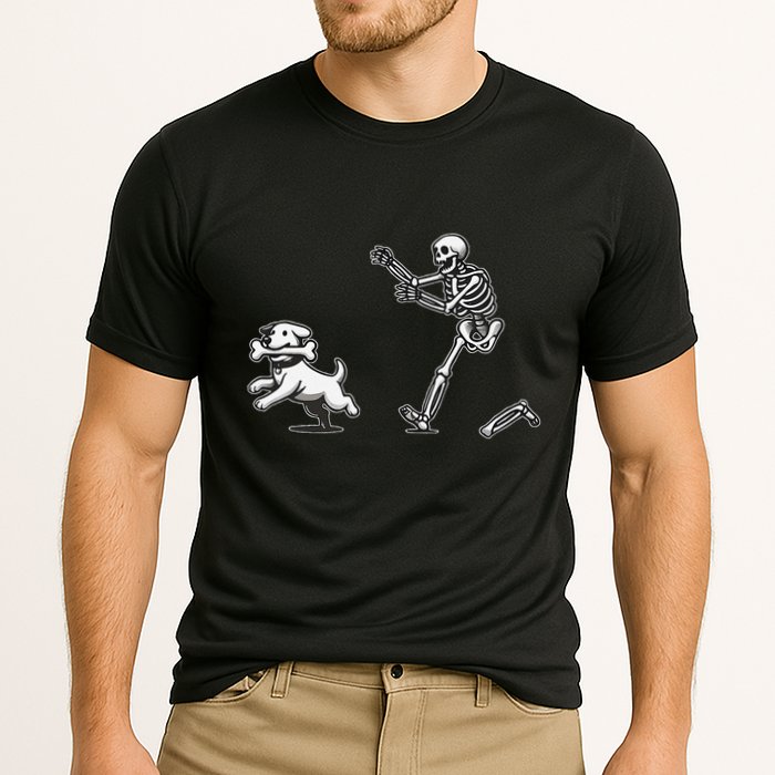 Halloween Dog Funny Skeleton Skeleton Chasing Dog Gift Cooling Performance Crew T-Shirt