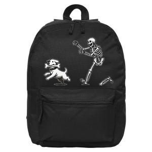 Halloween Dog Funny Skeleton Skeleton Chasing Dog Gift 16 in Basic Backpack