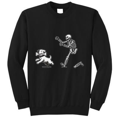 Halloween Dog Funny Skeleton Skeleton Chasing Dog Gift Tall Sweatshirt