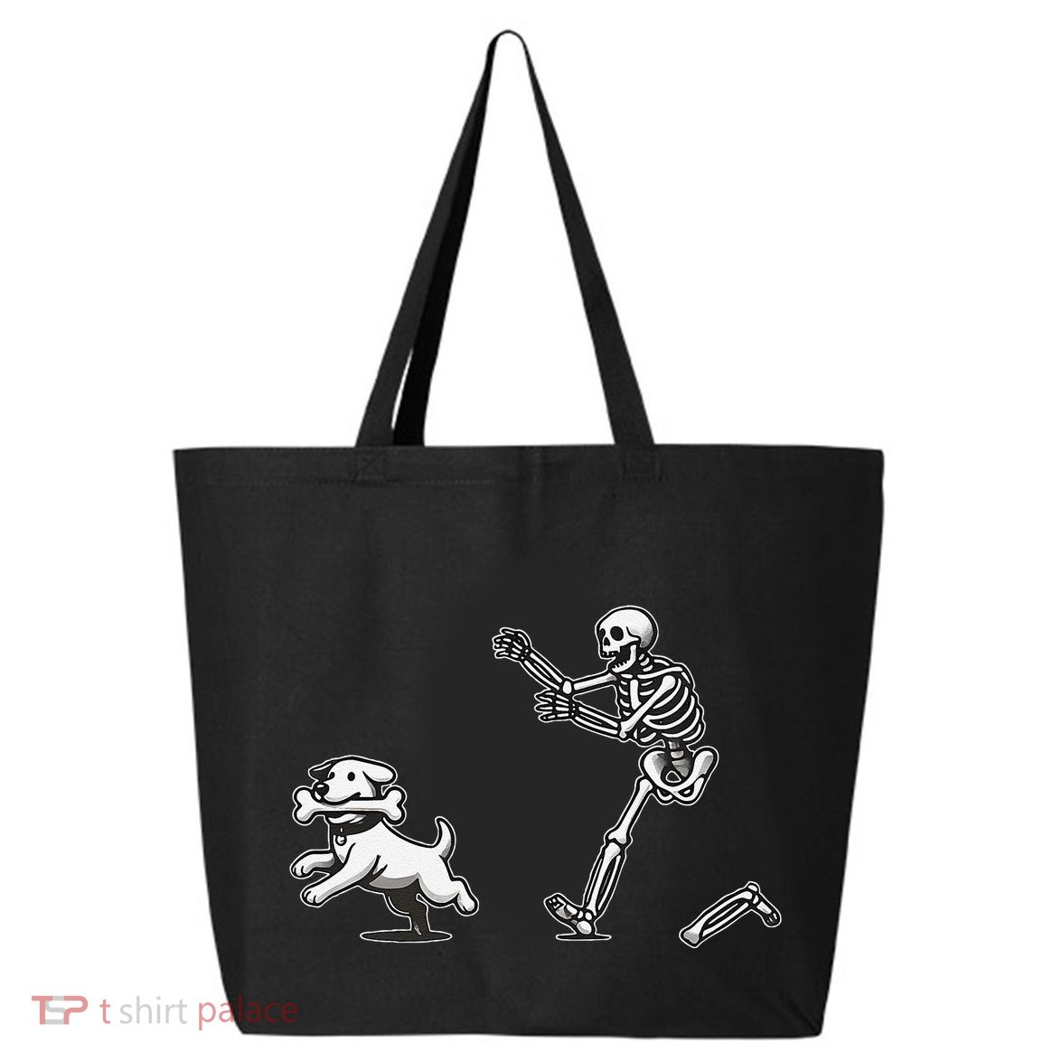 Halloween Dog Funny Skeleton Skeleton Chasing Dog Gift 25L Jumbo Tote
