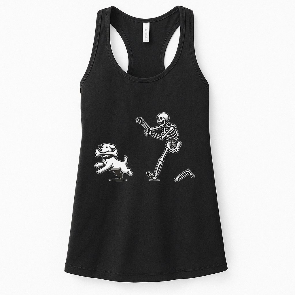 Halloween Dog Funny Skeleton Skeleton Chasing Dog Gift Womens Tank Top