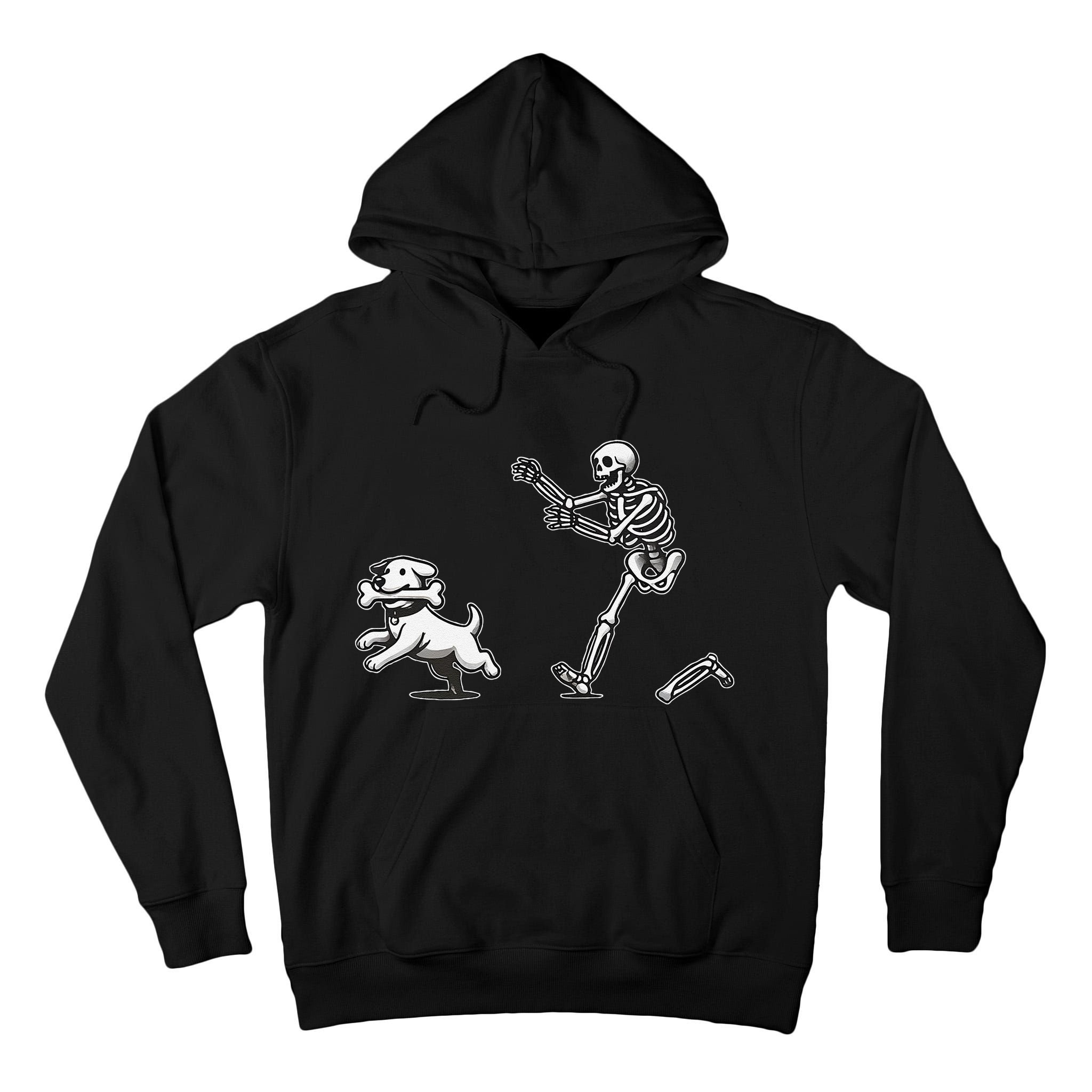 Halloween Dog Funny Skeleton Skeleton Chasing Dog Gift Tall Hoodie