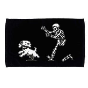 Halloween Dog Funny Skeleton Skeleton Chasing Dog Gift Microfiber Hand Towel