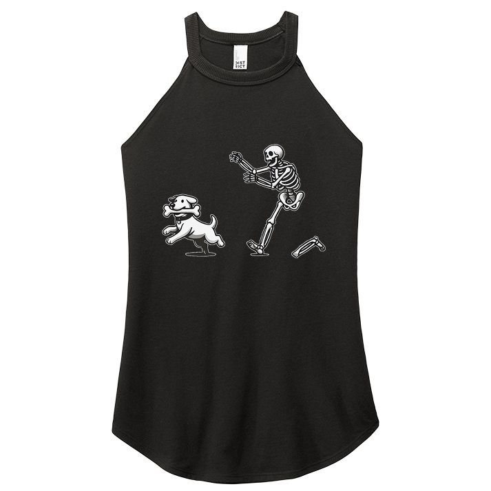 Halloween Dog Funny Skeleton Skeleton Chasing Dog Gift Women's Perfect Tri Rocker Tank