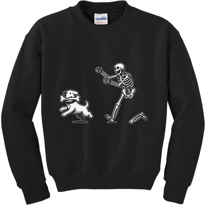 Halloween Dog Funny Skeleton Skeleton Chasing Dog Gift Kids Sweatshirt