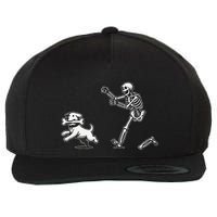 Halloween Dog Funny Skeleton Skeleton Chasing Dog Gift Wool Snapback Cap