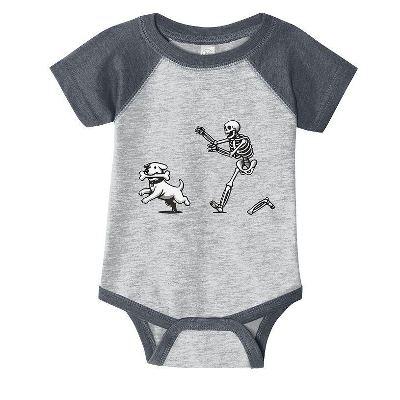 Halloween Dog Funny Skeleton Skeleton Chasing Dog Gift Infant Baby Jersey Bodysuit