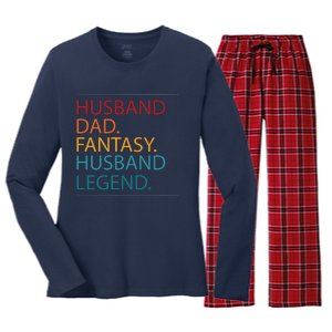 Husband Dad Fantasy Football Legend Women's Long Sleeve Flannel Pajama Set 