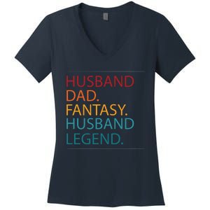 Husband Dad Fantasy Football Legend Women's V-Neck T-Shirt