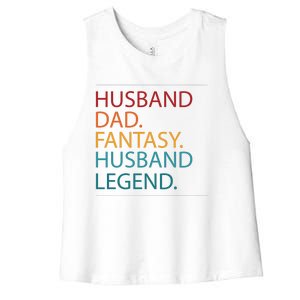 Husband Dad Fantasy Football Legend Women's Racerback Cropped Tank