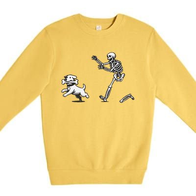 Halloween Dog Funny Skeleton Skeleton Chasing Dog Premium Crewneck Sweatshirt