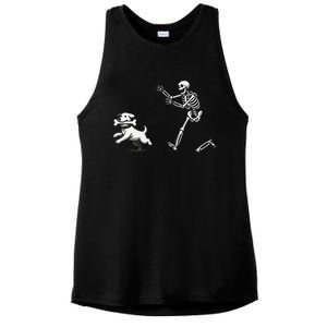 Halloween Dog Funny Skeleton Skeleton Chasing Dog Ladies PosiCharge Tri-Blend Wicking Tank