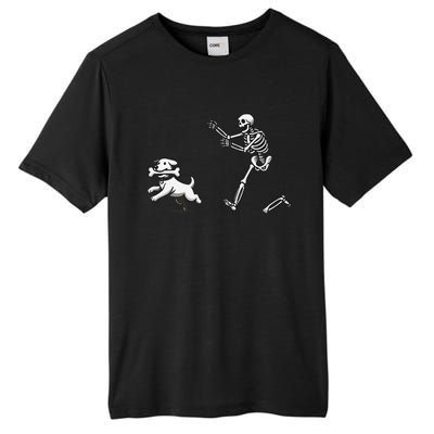 Halloween Dog Funny Skeleton Skeleton Chasing Dog Tall Fusion ChromaSoft Performance T-Shirt